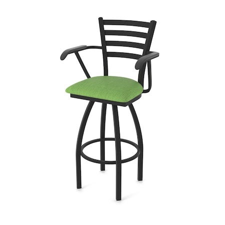 Holland Bar Stool Co Jackie with Arms 25 in. Swivel Counter Stool with Black Wrinkle Finish and Graph Parrot Seat 415